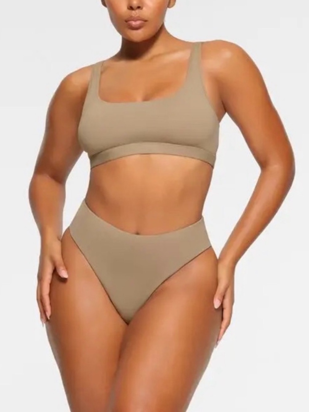 SKIMS Signature Swim Mid Waist Bikini Bottom | Desert | XSmall